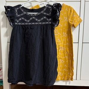 Cat & Jack Black Flutter-Sleeve Dress with White Embroidery